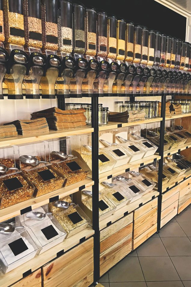 Bulk store, zero waste shopping. Refillable food dispensers with pasta,grains,rice and other variety of groceries. Support Local small business. Plastic free shop